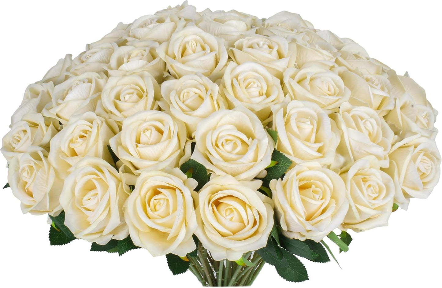 30 PCS Fake Champagne Roses, Artificial Flowers Bulk Realistic Silk Faux Rose with Stems for Wedding Decorations, Bridal Bouquets, Mother's Day Thanksgiving DIY Floral and Home Decor