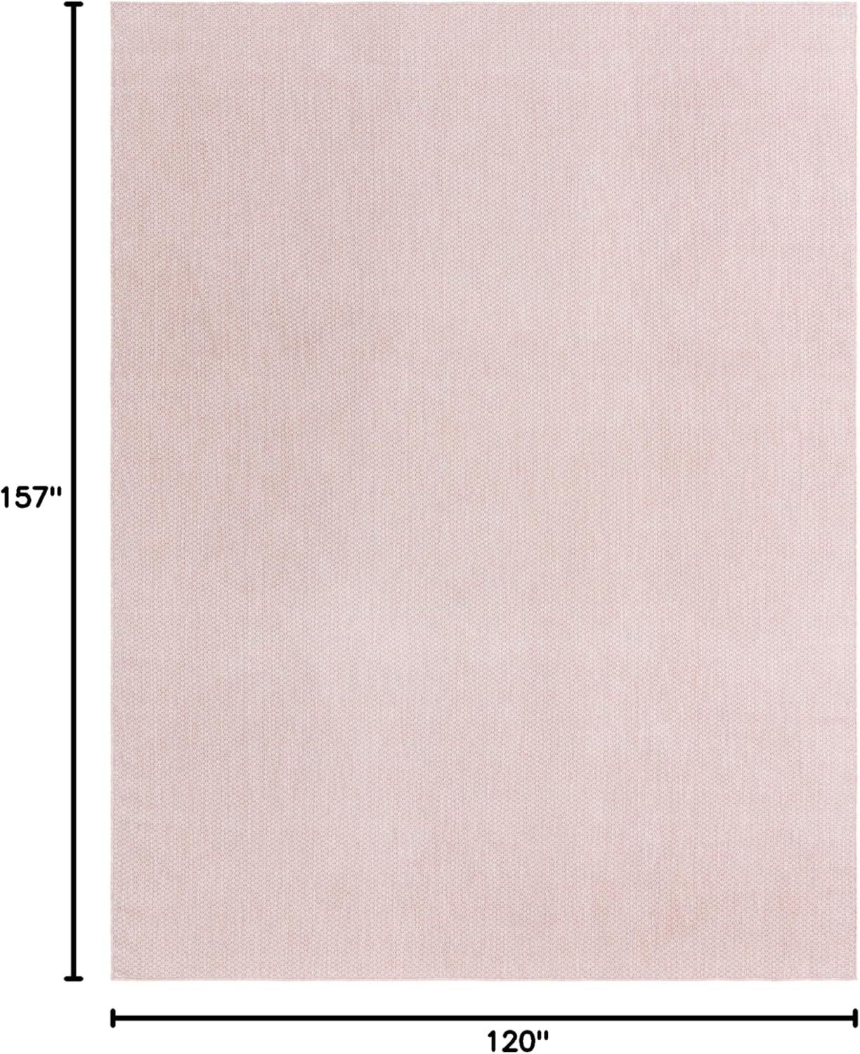 Unique Loom Collection Casual Transitional Solid Heathered Indoor/Outdoor Flatweave Area Rug (10' x 13' 1" Rectangle, Whisper Pink/Ivory)