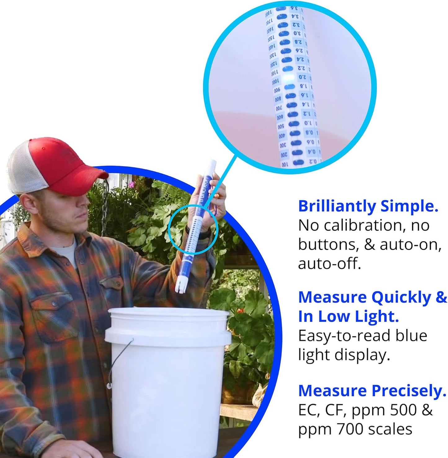 Bluelab Truncheon Nutrient Meter, Digital Conductivity Tester in Water (EC, 500, ppm 700, CF, TDS) Tool for Hydroponic System and Indoor Plant Grow