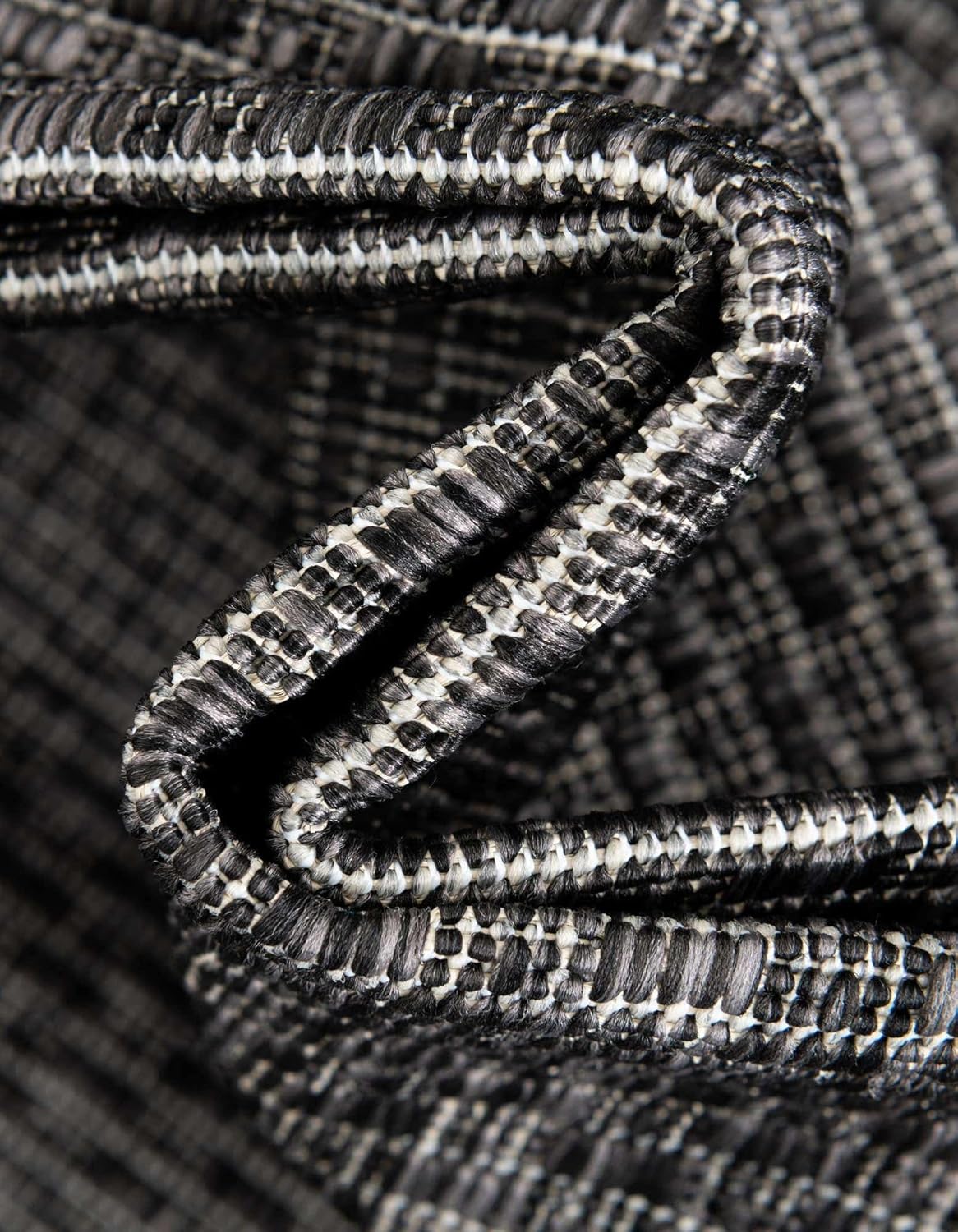 Unique Loom Collection Casual Transitional Solid Heathered Indoor/Outdoor Flatweave Area Rug (2' 2" x 3' 7" Hearth, Black/Ivory)