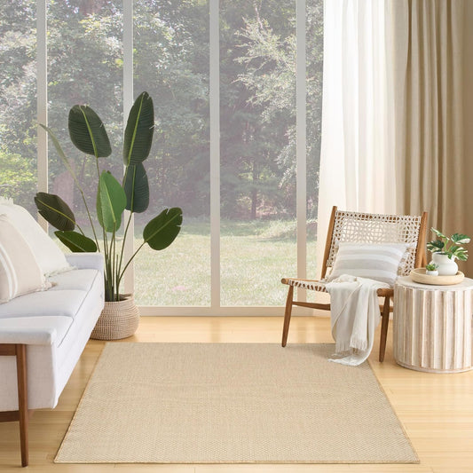 Nourison Home Courtyard Jute Ivory 4' x 6' Area Rug - Easy Clean, Non Shedding, Bed Room, Living Room, Dining Room, Kitchen (4' x 6')