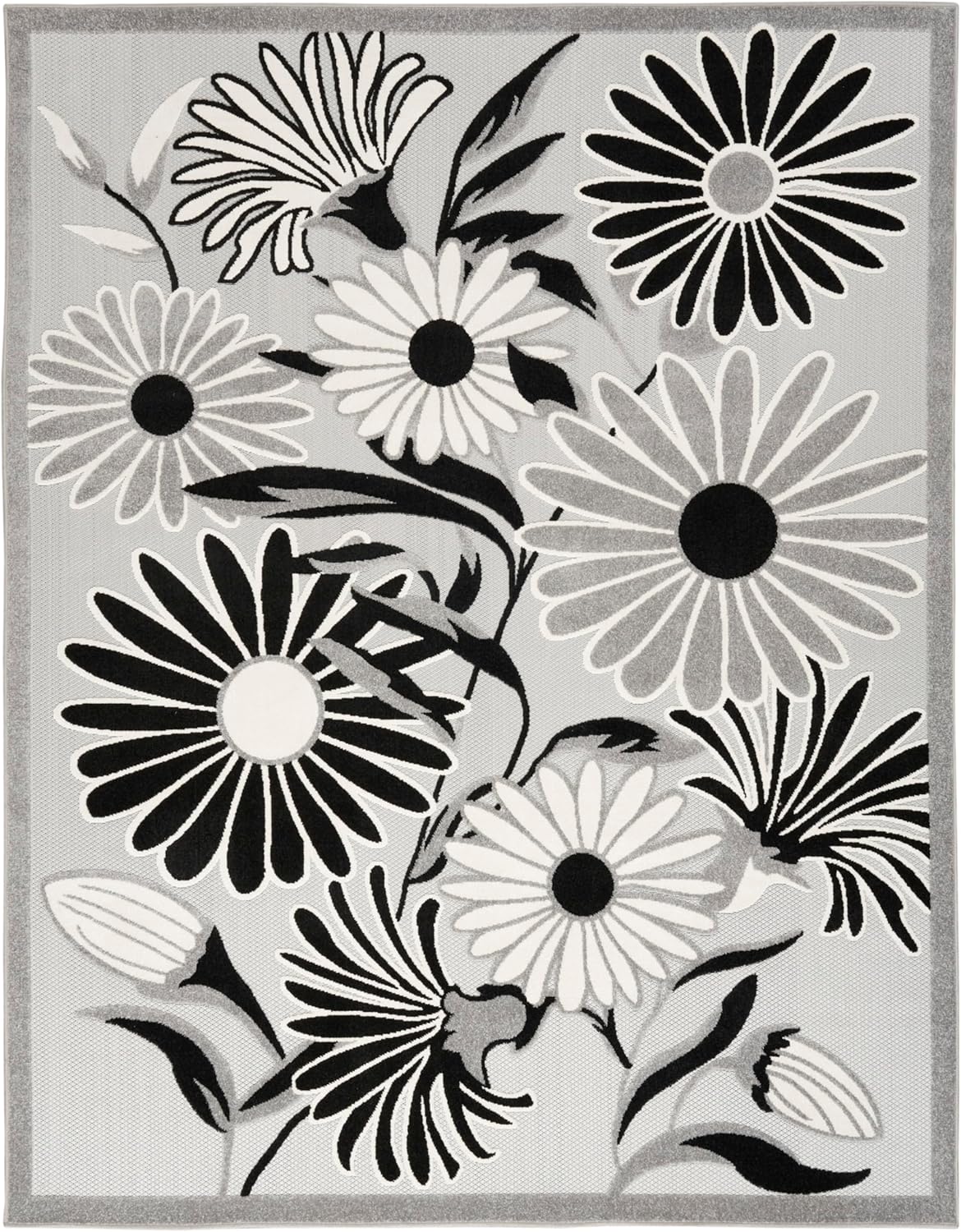 Nourison Home Aloha 8' x 11' Black White Fabric Contemporary Area Rug (8' x 11')