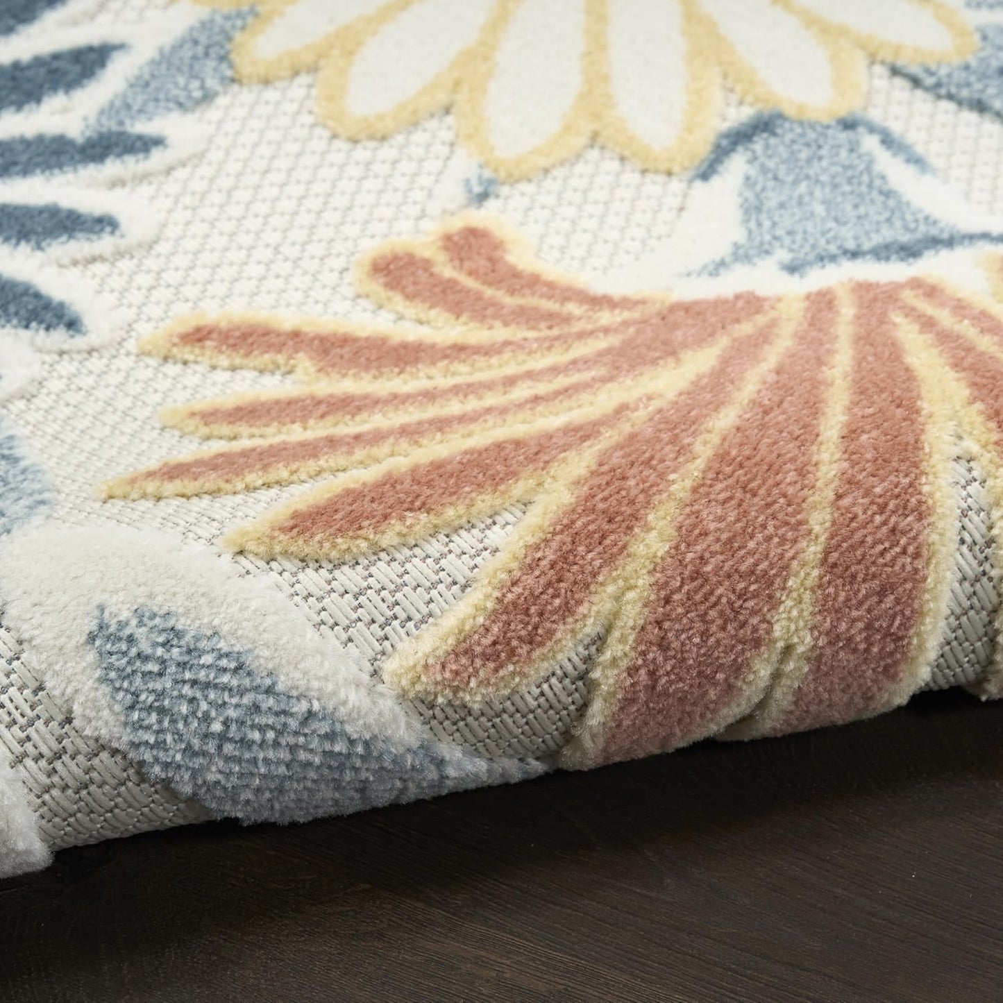 Nourison Aloha Ivory Rose 2'8" x 4' Area Rug - Easy Clean, Non Shedding, Bed Room, Living Room, Dining Room, Kitchen (3' x 4')