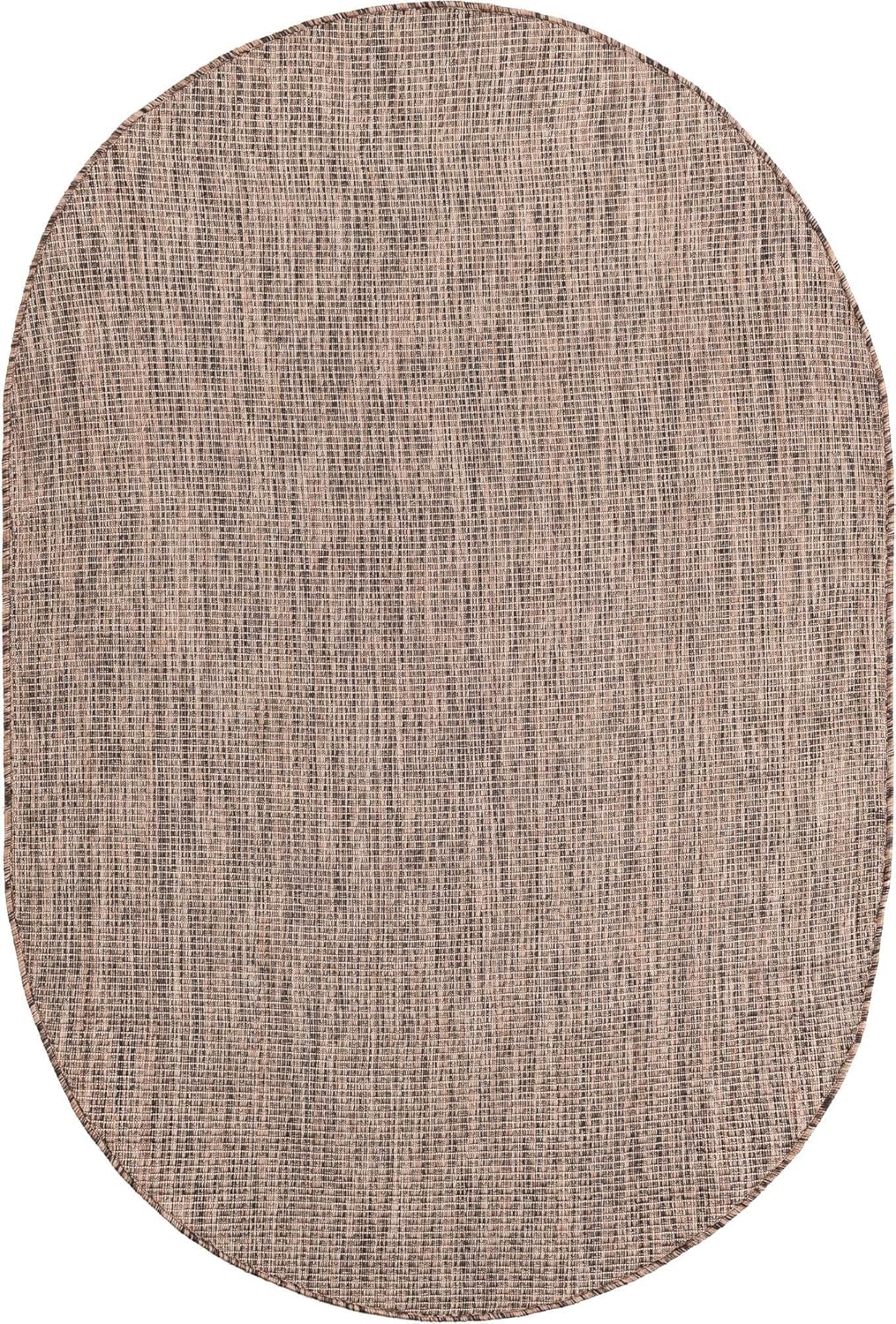 Unique Loom Outdoor Solid Collection Area Rug (4' 1" x 6' 1" Oval Light Brown/Ivory)