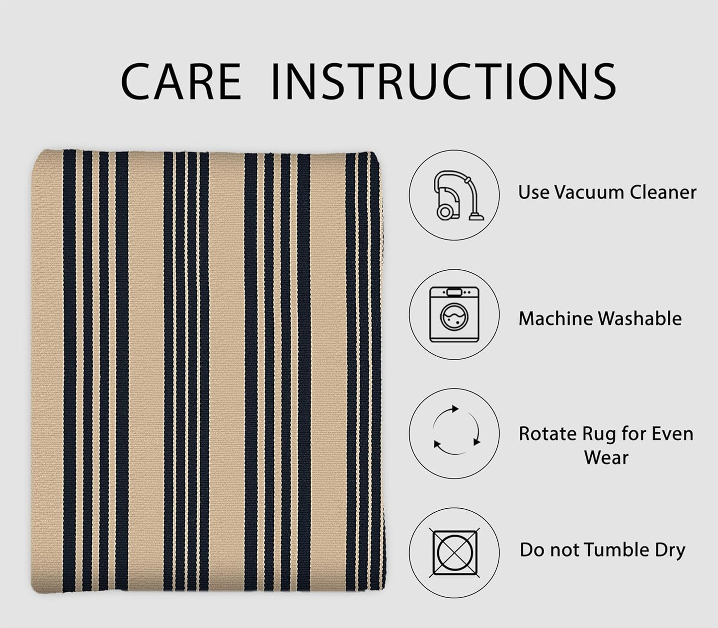 IOHOUZE Black and Tan Striped Rug 2.3'x3.6' Front Door Rugs Outdoor, Small Washable Area Rug for Front Porch, Spring Summer Welcome Mats Outdoor Indoor, Doormat for Entryway Porch Entrance