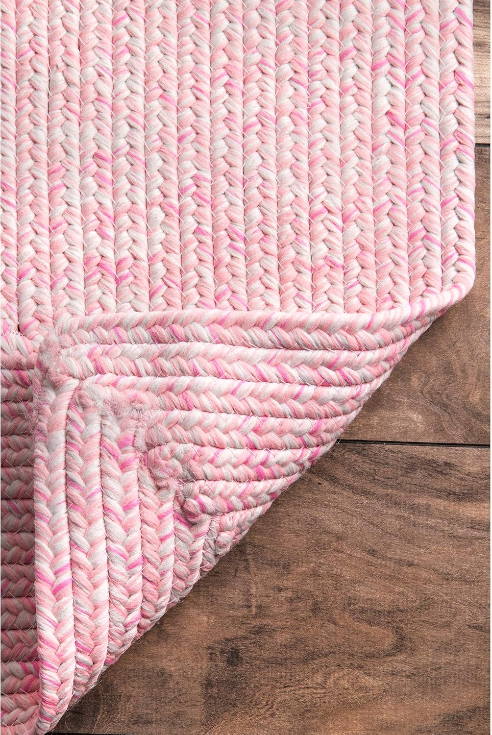 nuLOOM 2' x 8' Solid Hand Braided Indoor/Outdoor Area Rug, Pet-Friendly, High Traffic, Weather Resistant, for Patio, Balcony, Bedroom, Living, Dining Room, Wynn Pink