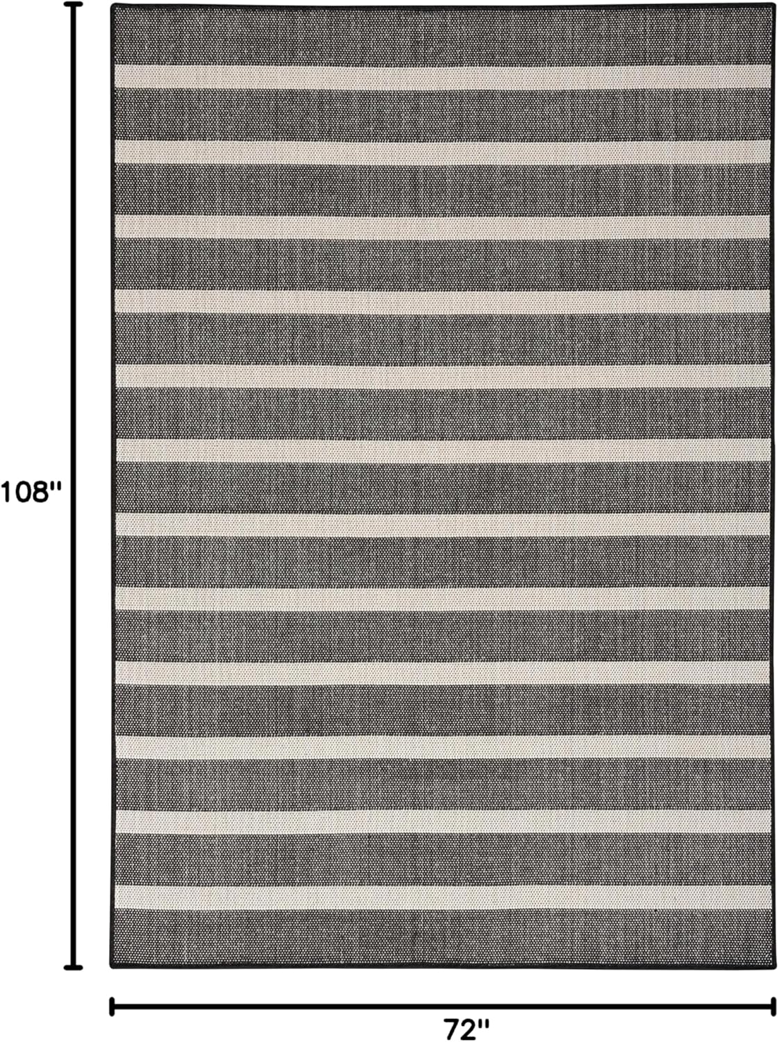 Nourison Home Positano Indoor/Outdoor Black Ivory 6' x 9' Area Rug, Easy Clean, Non Shedding, Bed Room, Living Room, Dining Room, Deck, Backyard, Patio (6x9)