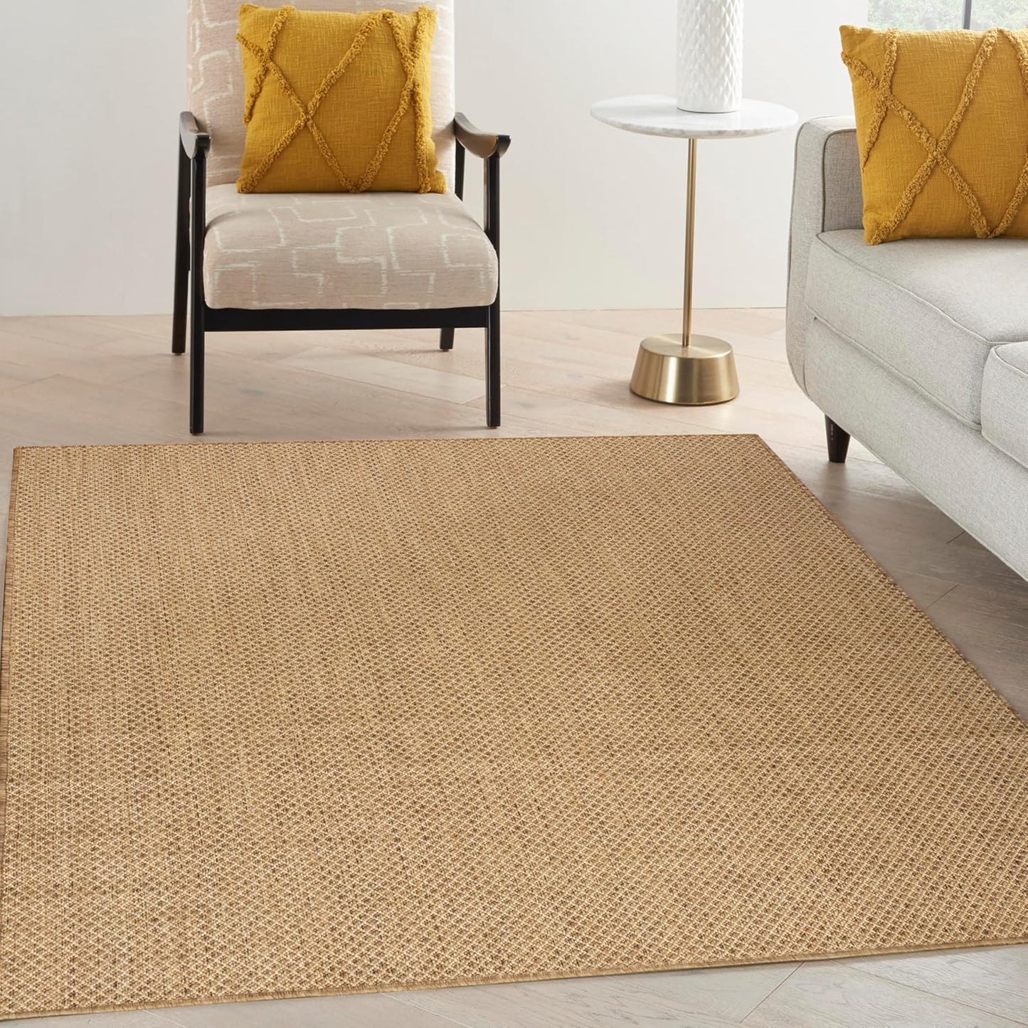 Nourison Home Courtyard Jute 4' x 6' Area Rug - Easy Clean, Non Shedding, Bed Room, Living Room, Dining Room, Kitchen (4' x 6')