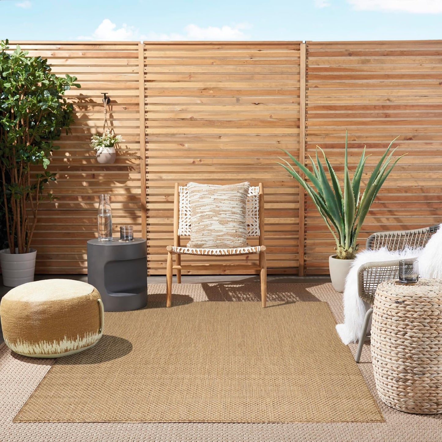 Nourison Home Courtyard Jute 4' x 6' Area Rug - Easy Clean, Non Shedding, Bed Room, Living Room, Dining Room, Kitchen (4' x 6')