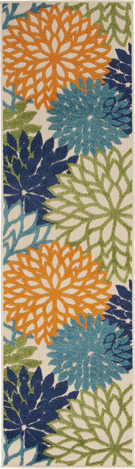 Nourison Aloha Indoor/Outdoor Multicolor 2'3'' x 8' Area--Rug, Tropical, Botanical, Easy--Cleaning, Non Shedding, Bed Room, Living Room, Dining Room, Deck, Backyard, Patio (2x8)