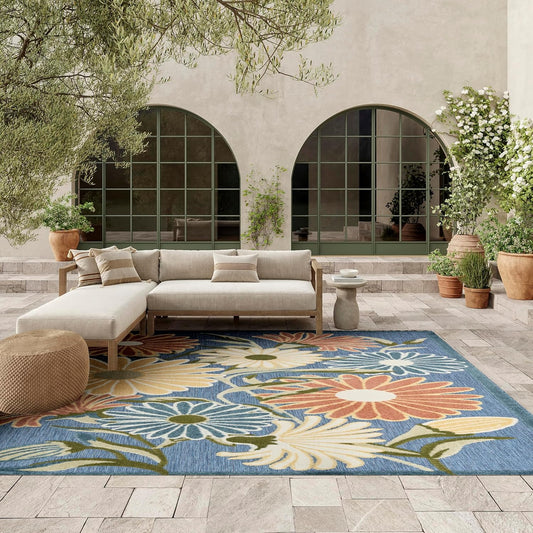 Nourison Aloha Blue Sage 7'10" x 10'6" Area Rug - Easy Clean, Non Shedding, Bed Room, Living Room, Dining Room, Kitchen (8' x 11')