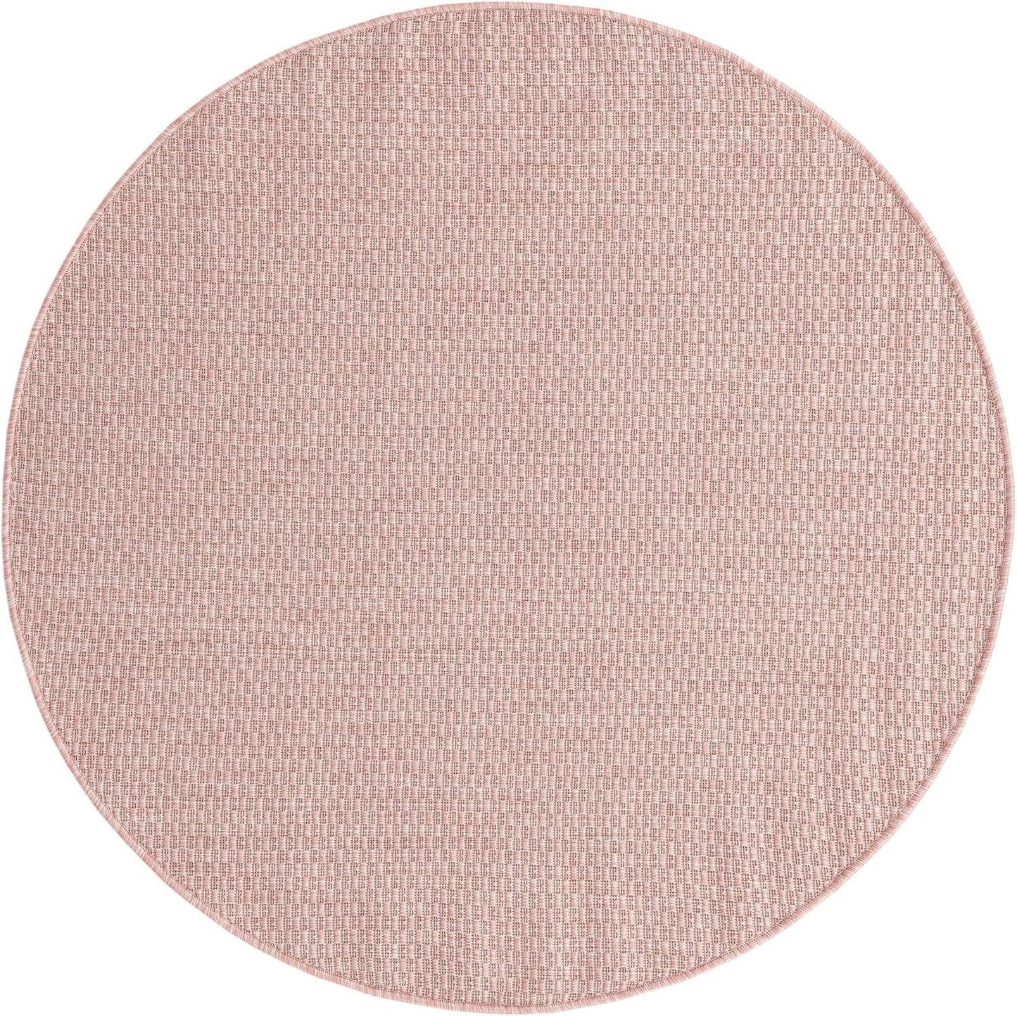 Unique Loom Collection Casual Transitional Solid Heathered Indoor/Outdoor Flatweave Area Rug (4' 1" Round, Whisper Pink/Ivory)