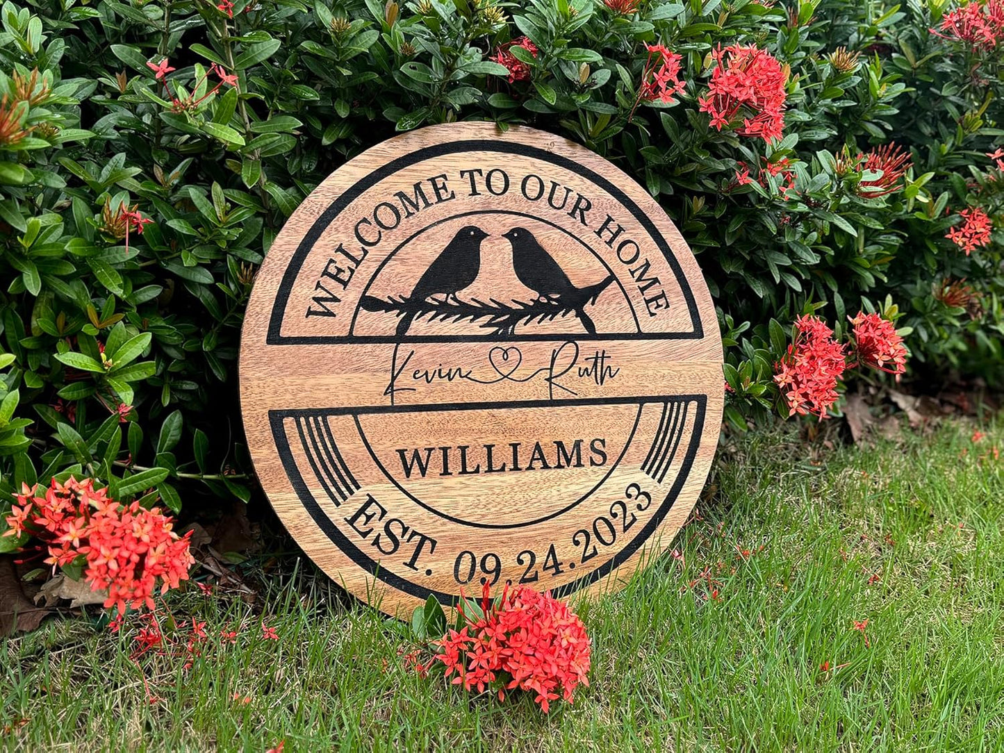 Personalized Anniversary Wedding Gifts for Couple Parent Husband Wife, Wooden Name Sign, Large Rustic Wedding Wall Decor, Custom with Your Names and Dates, Personalized Gift