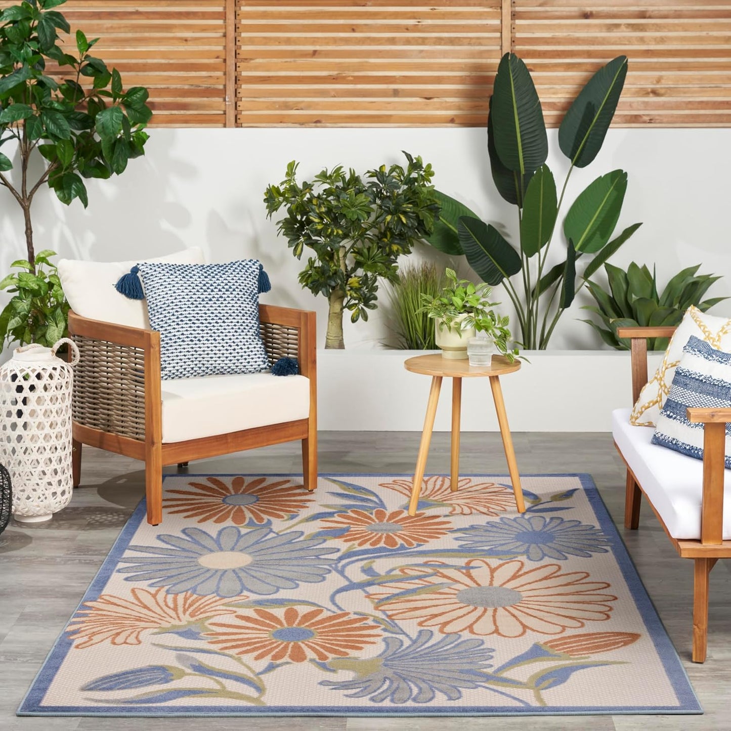 Nourison Home Aloha 5' x 8' Beige Multi-Color Fabric Area Rug