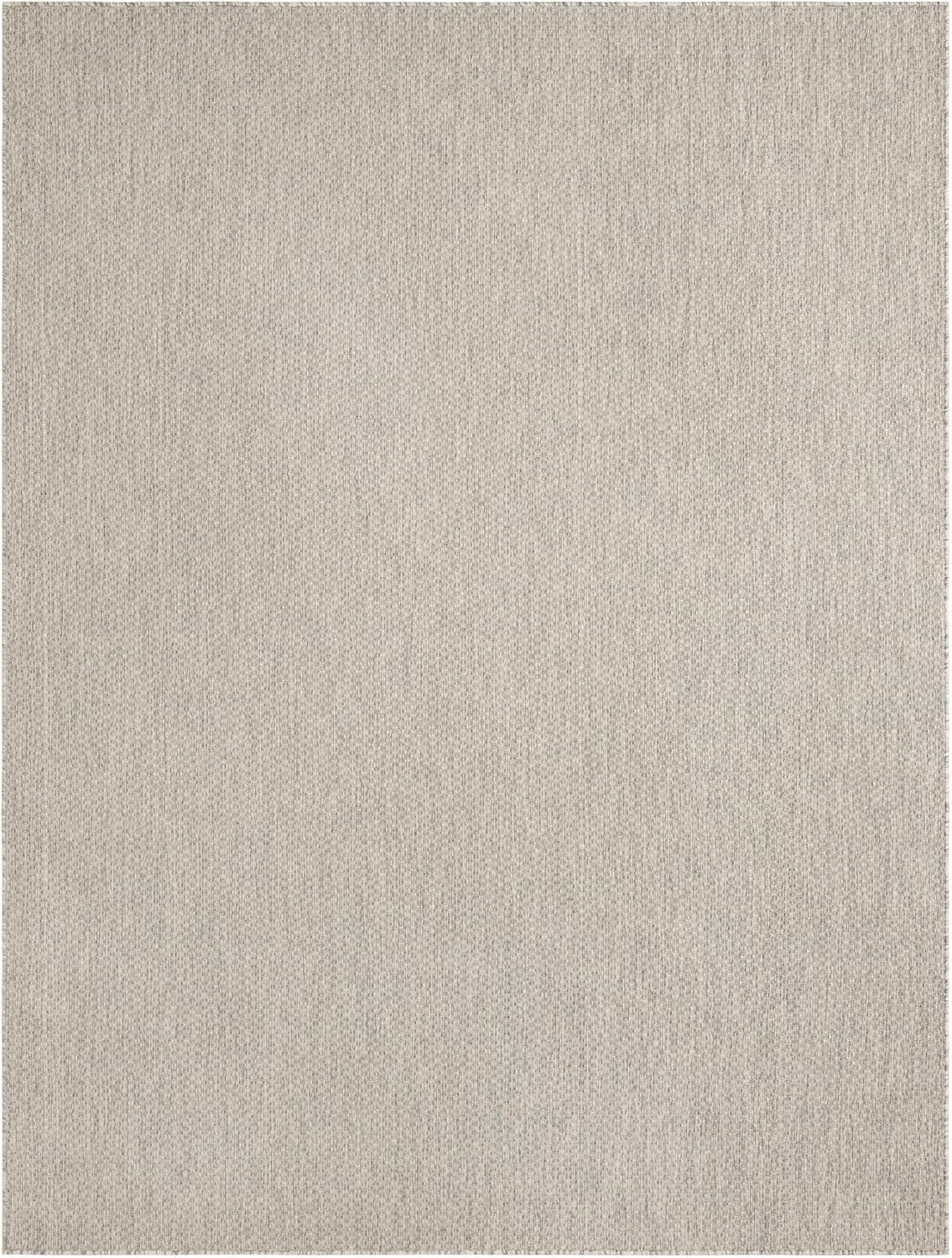 Unique Loom Outdoor Solid Collection Area Rug (7' 10" x 10' Rectangle Light Gray/Ivory)