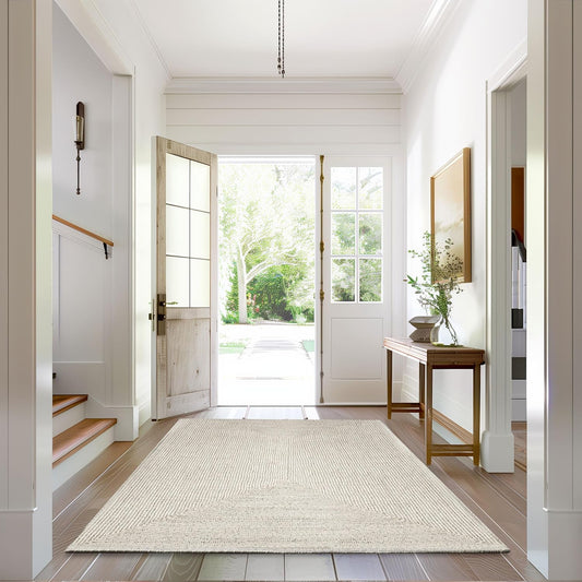 nuLOOM 2' x 14' Solid Hand Braided Indoor/Outdoor Area Rug, Pet-Friendly, High Traffic, Weather Resistant, for Patio, Balcony, Bedroom, Living, Dining Room, Wynn Ivory