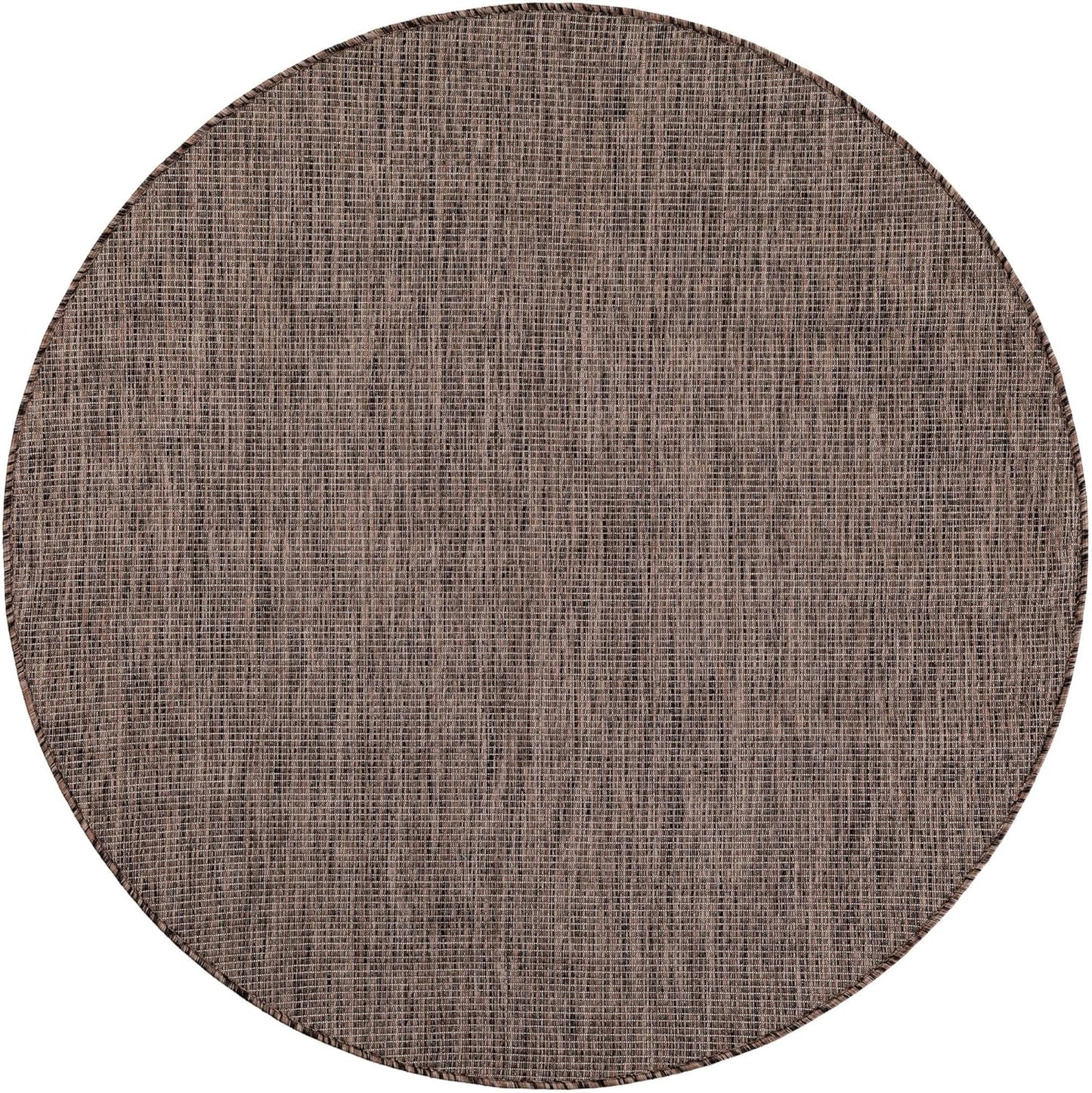 Unique Loom Outdoor Solid Collection Area Rug (5' 3" Round Light Brown/Ivory)