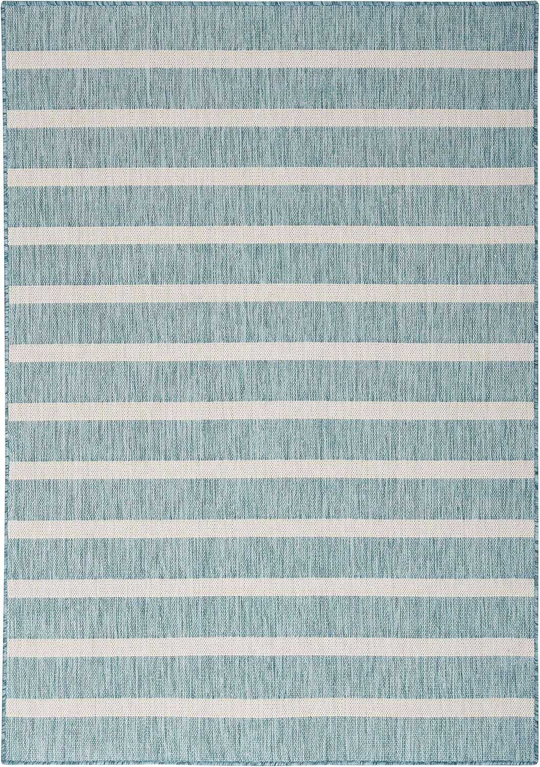 Nourison Home Positano Indoor/Outdoor Aqua Ivory 4' x 6' Area -Rug, Easy -Cleaning, Non Shedding, Bed Room, Living Room, Dining Room, Deck, Backyard, Patio (4x6)