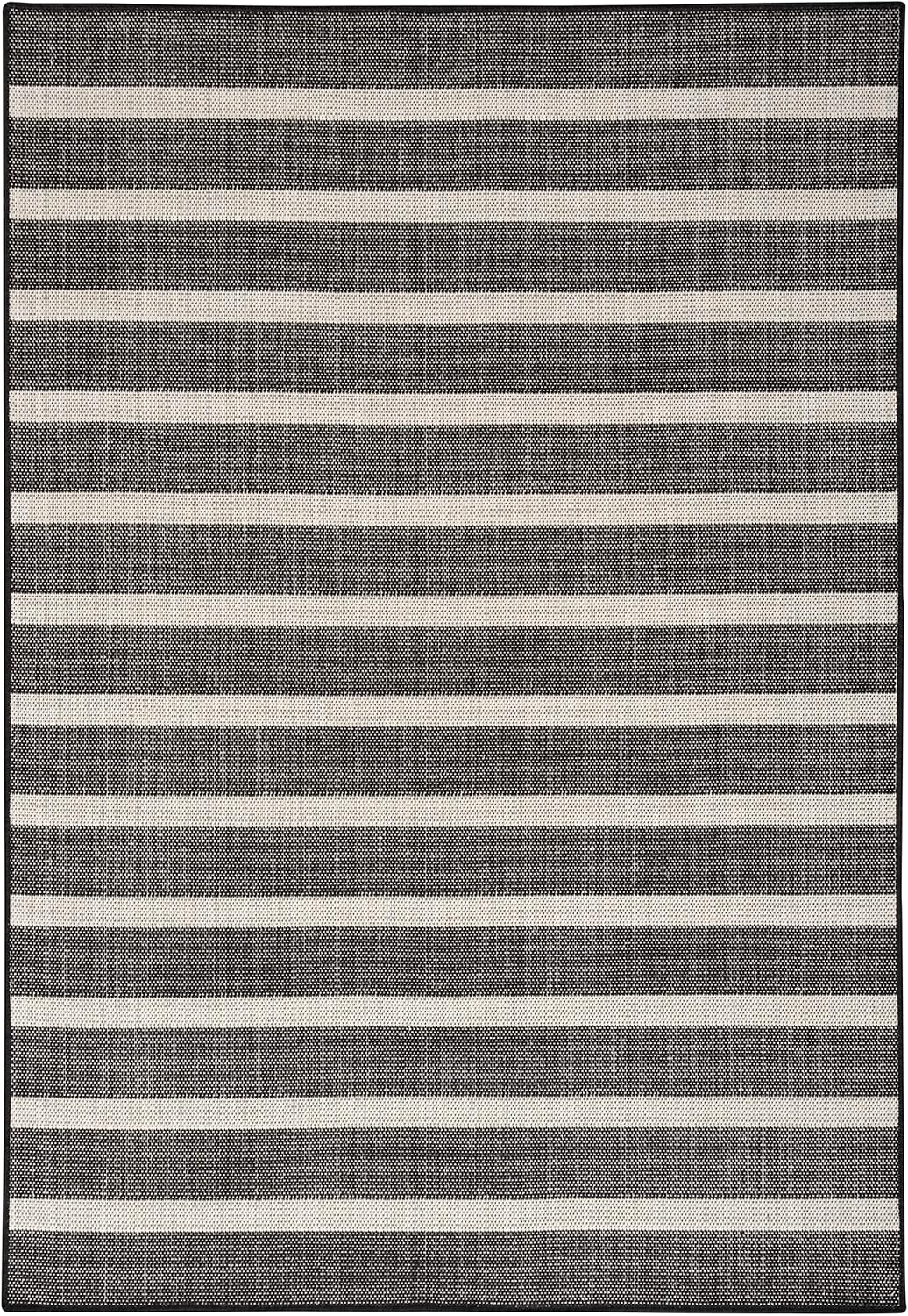 Nourison Home Positano 7' x 10' Fabric Black Ivory Area Rug