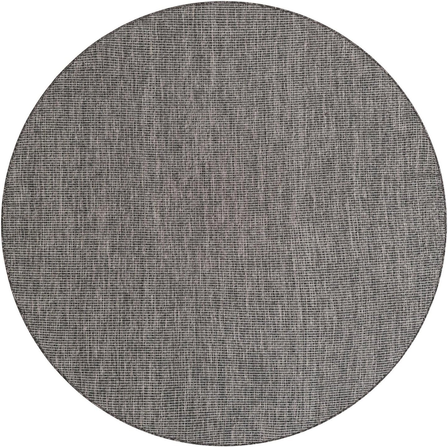 Unique Loom Outdoor Solid Collection Area Rug (6' 1" Round Black/Ivory)