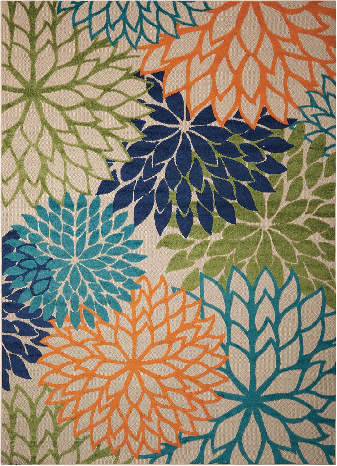 Nourison Aloha Indoor/Outdoor Multicolor 9'6" x 13' Area Rug, Tropical, Botanical, Easy Clean, Non Shedding, Bed Room, Living Room, Dining Room, Deck, Backyard, Patio (9x13)