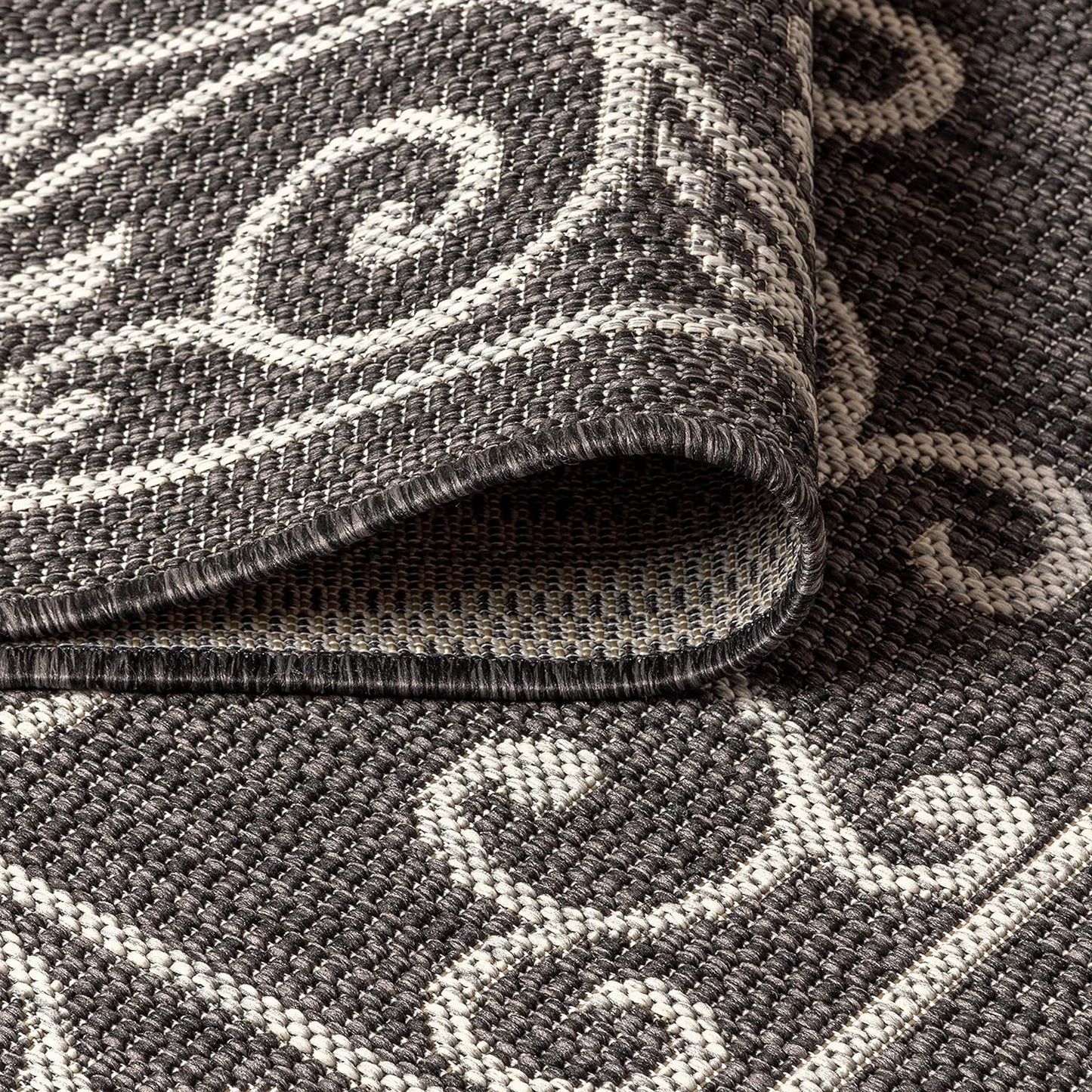 JONATHAN Y SMB106G-8TGN Charleston Vintage Filigree Textured Weave Black/Gray 8' Octagon Indoor/Outdoor Area Rug, Non-Shedding, Stain Resistant,Fade Resistant, Easy-Cleaning for Backyard Patio, Porch